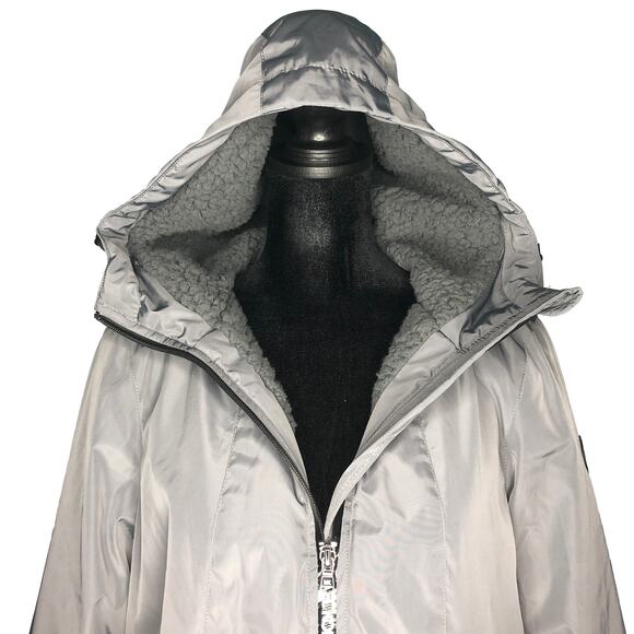 MICHAEL Michael Kors Gun Metal Missy Faux Shearling Lined Jacket - Size XS - Picture 4 of 14